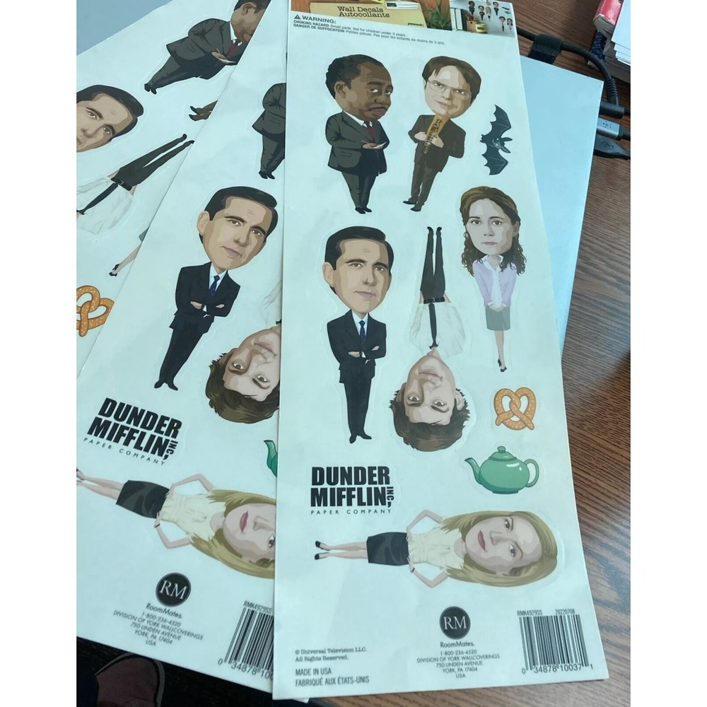 THE OFFICE 3 Sheets-10 Wall Decals Removable & Repositional Stickers Made in USA
